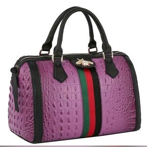 NWT- Queen Bee Women Satchel that is Croc-Embossed.